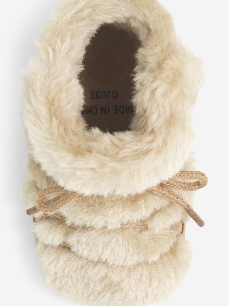 Gevoerde boots met veters Bruin - Kiabi