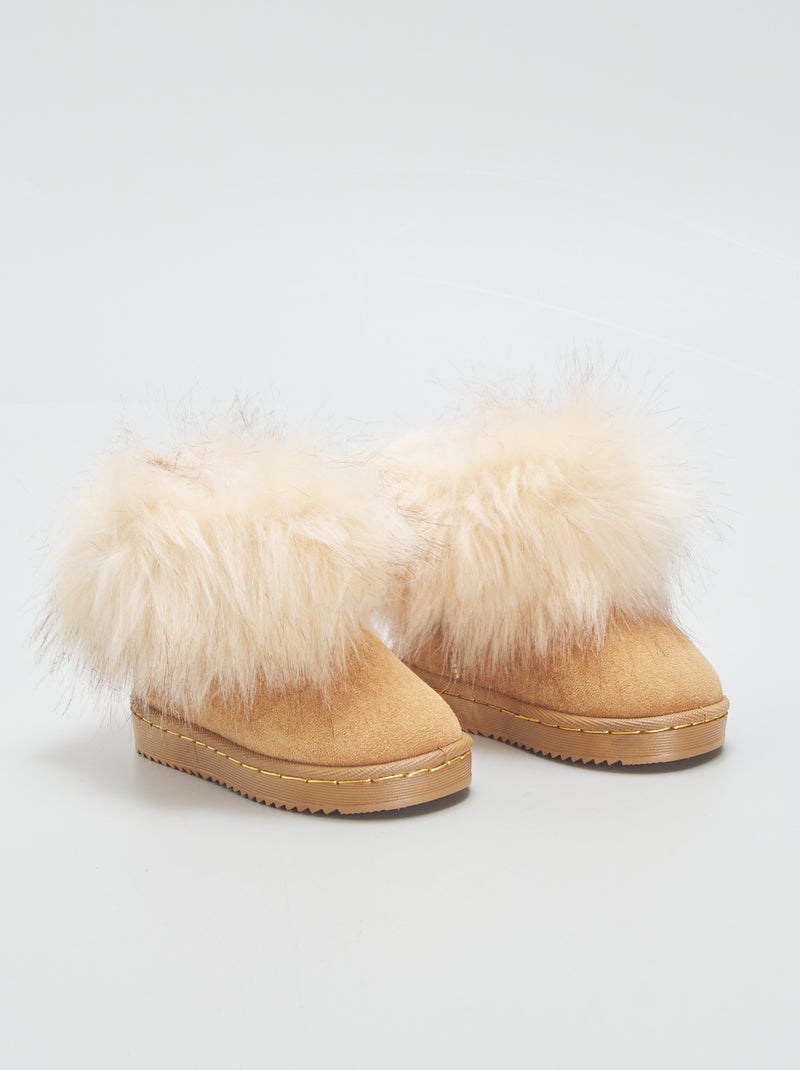 Gevoerde boots van suèdine BRUIN - Kiabi