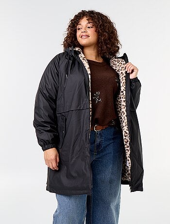 Gevoerde gummy parka met capuchon