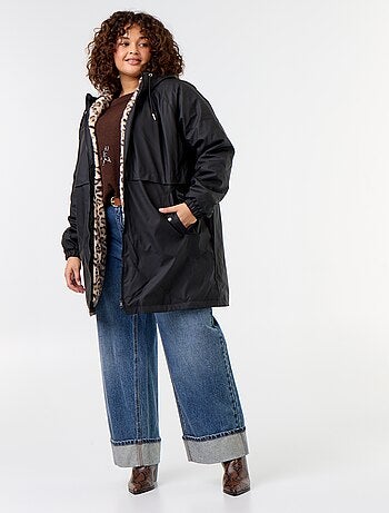 Gevoerde gummy parka met capuchon