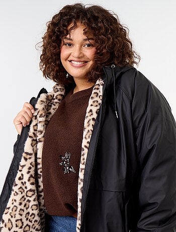 Gevoerde gummy parka met capuchon