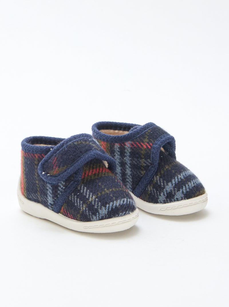 Gevoerde hoge pantoffels met klittenbanden Blauw - Kiabi