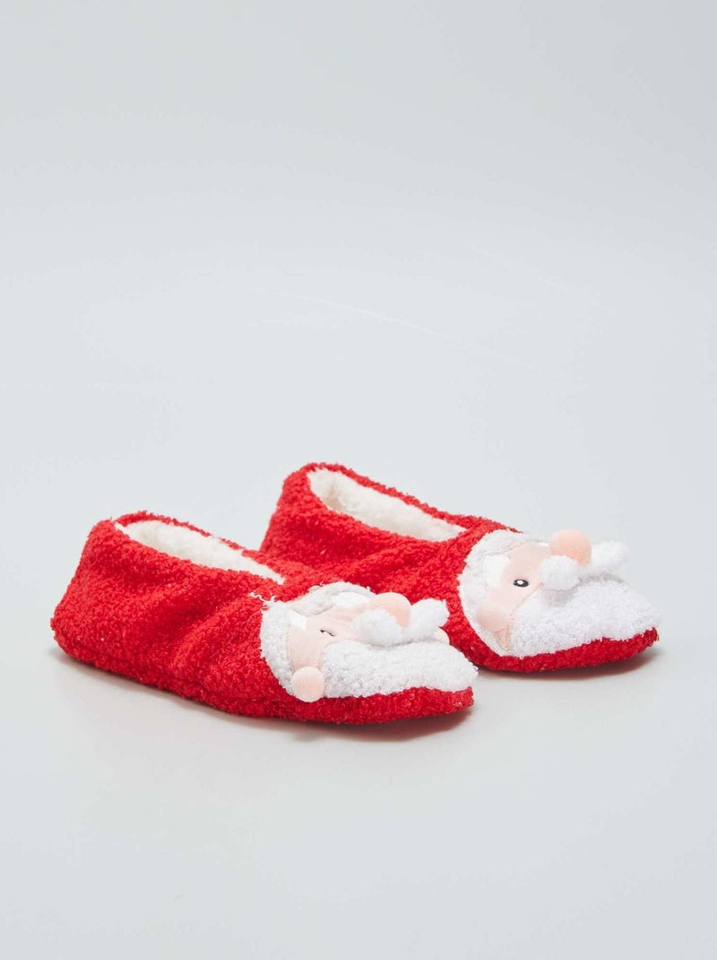 Gevoerde kerstsloffen ROOD - Kiabi
