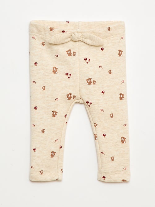 Gevoerde legging van fleece met strik - Kiabi