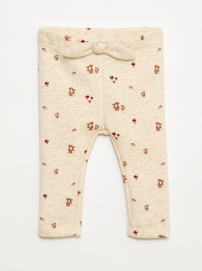 Gevoerde legging van fleece met strik Biege - Kiabi