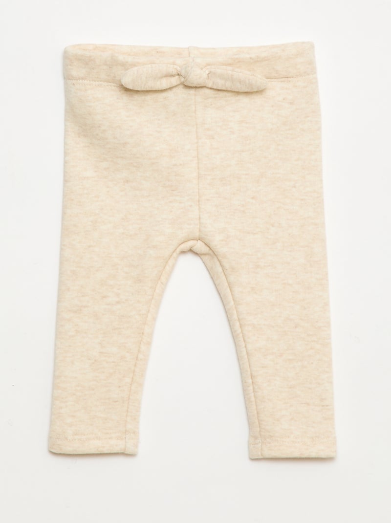 Gevoerde legging van fleece met strik Biege - Kiabi