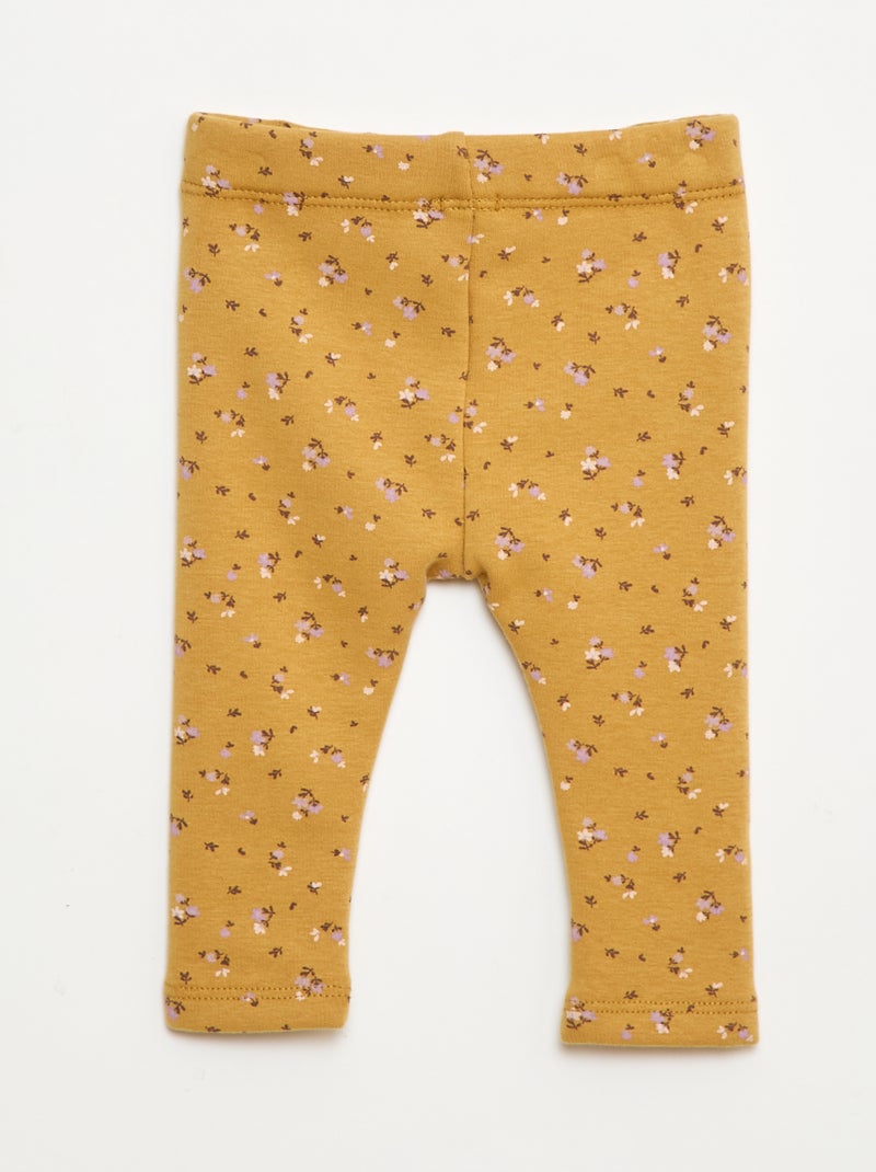 Gevoerde legging van fleece met strik Geel - Kiabi
