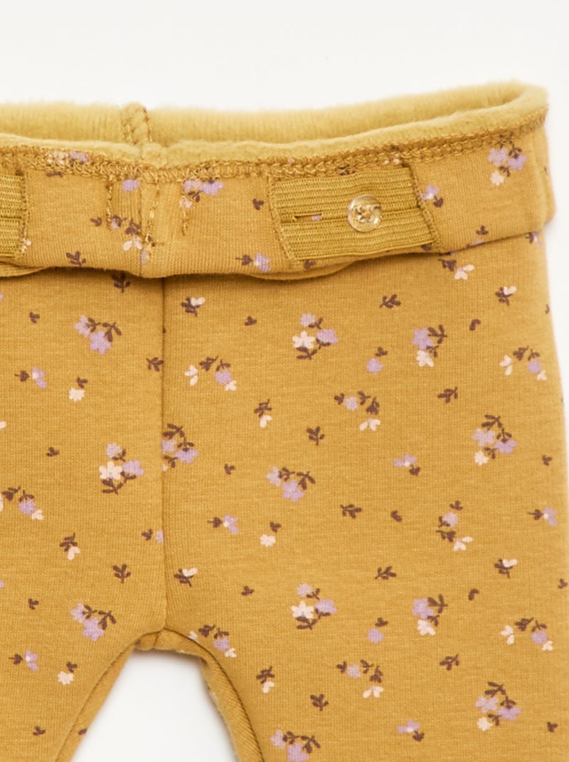 Gevoerde legging van fleece met strik Geel - Kiabi
