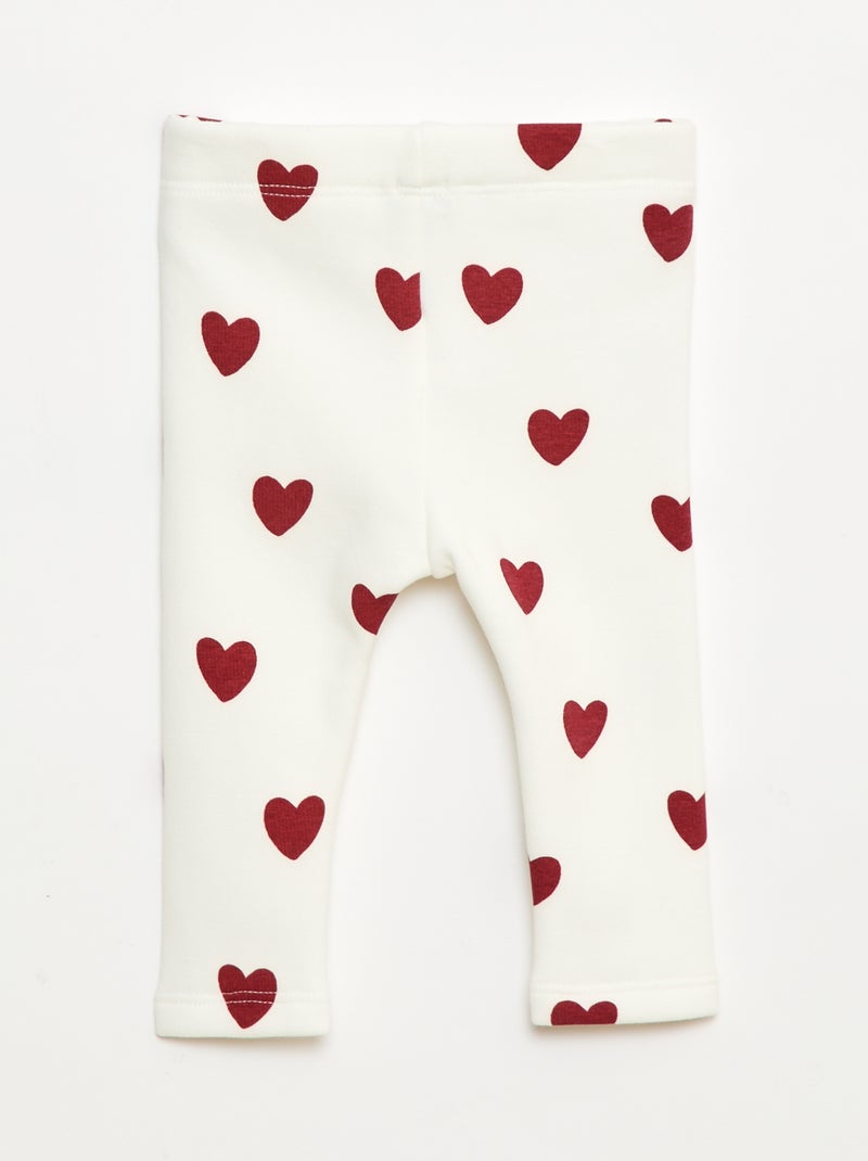 Gevoerde legging van fleece met strik Wit - Kiabi