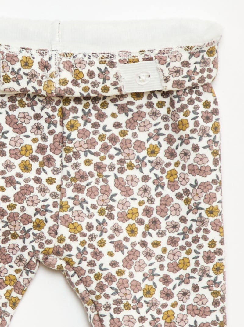 Gevoerde legging van fleece met strik Wit - Kiabi