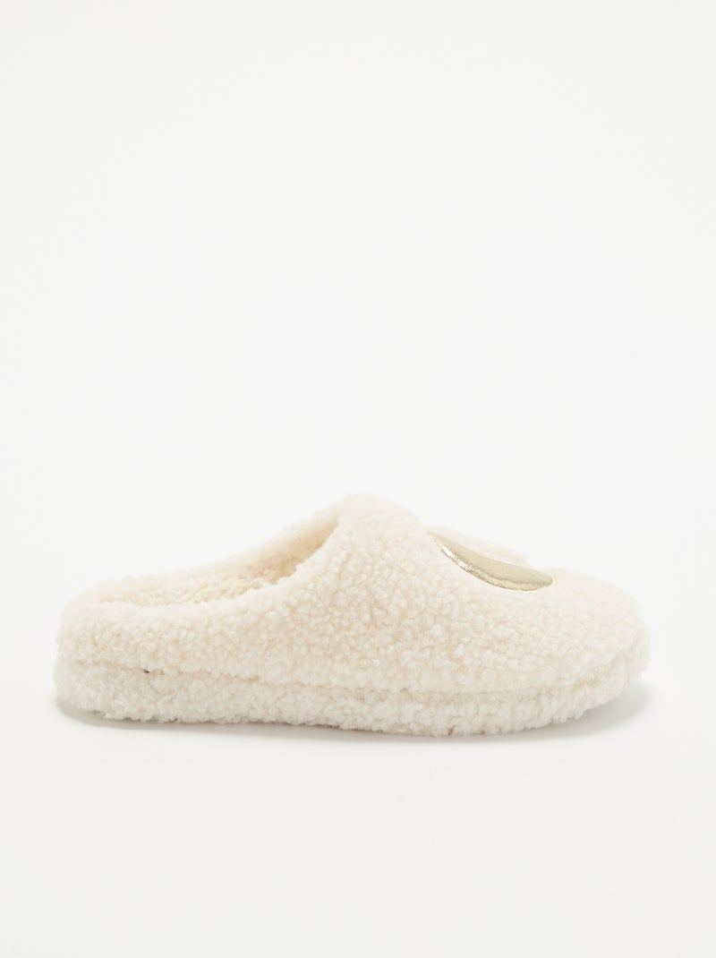 Gevoerde muilpantoffels met patch Wit - Kiabi