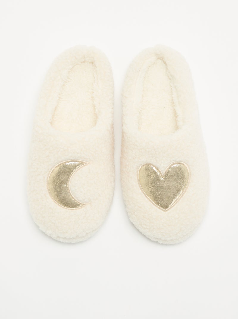 Gevoerde muilpantoffels met patch Wit - Kiabi