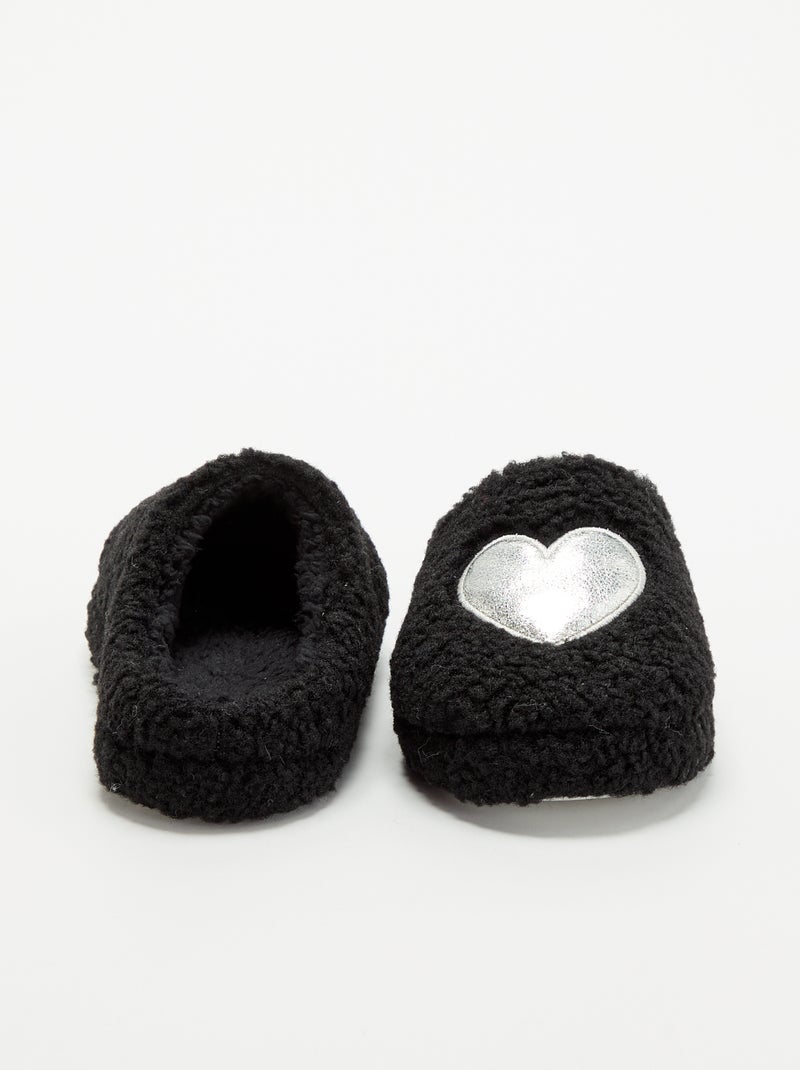 Gevoerde muilpantoffels met patch Zwart - Kiabi
