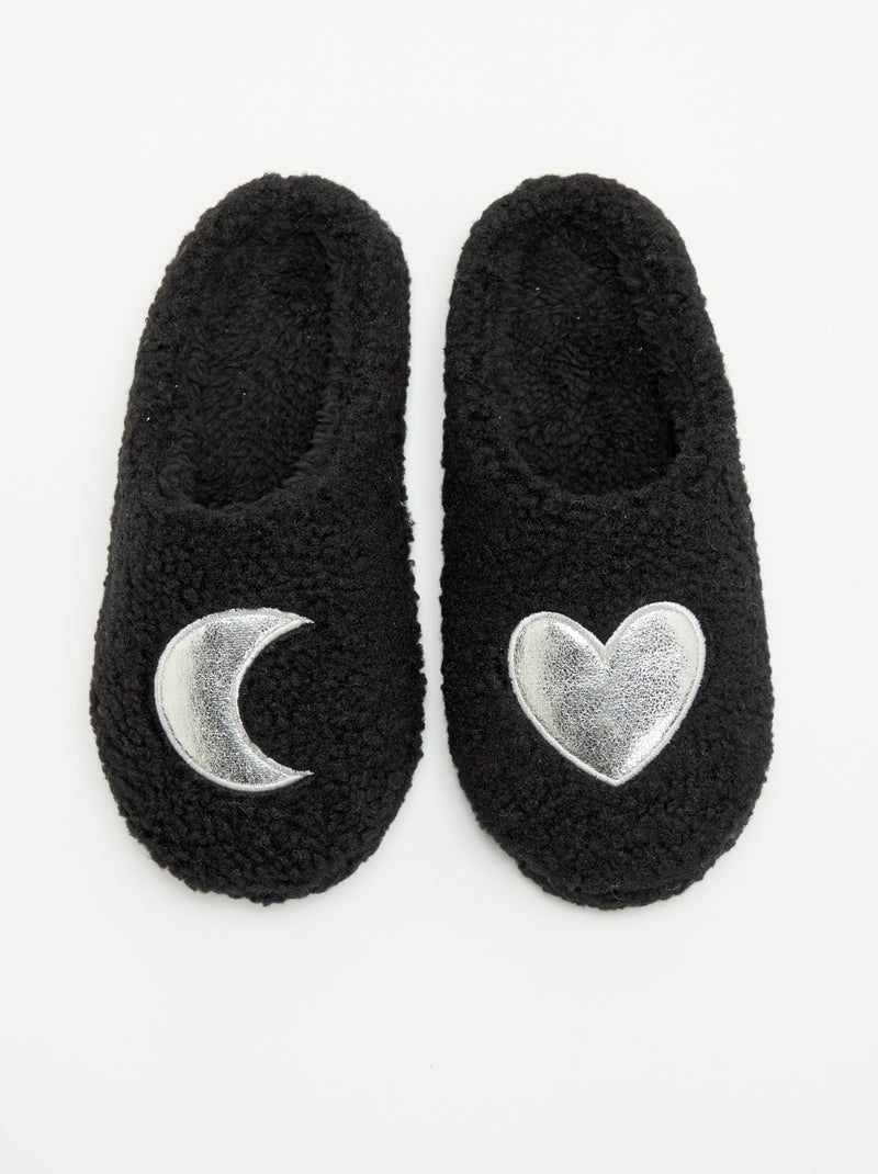 Gevoerde muilpantoffels met patch Zwart - Kiabi