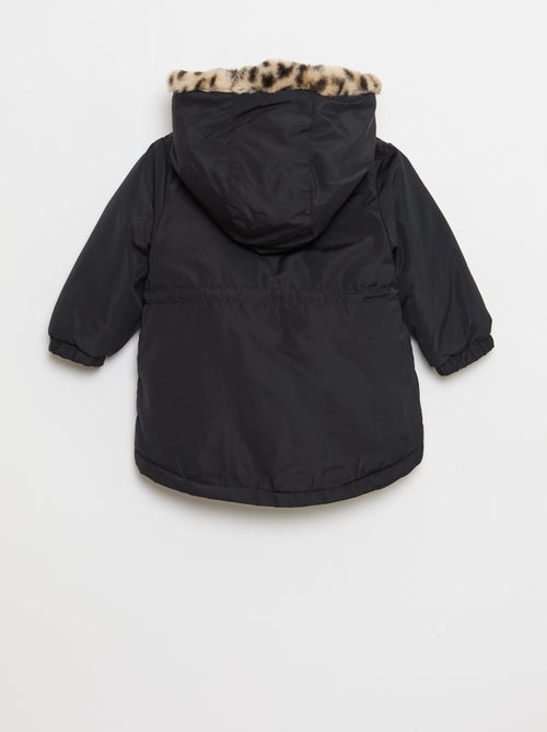 Gevoerde parka met capuchon met imitatiebont - Kiabi