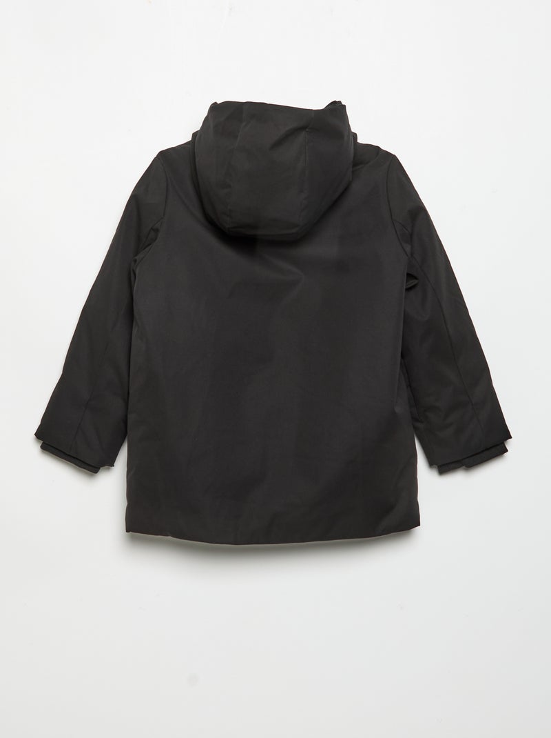 Gevoerde parka met capuchon Zwart - Kiabi