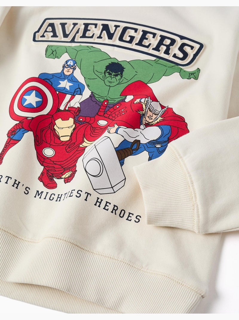 Gevoerde sweater met Avengers-reliëfprint Wit - Kiabi