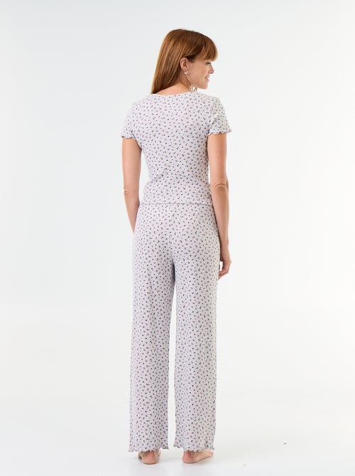 Gewafelde 2-delige pyjama: T-shirt + broek met motief - Kiabi Gewafelde 2-delige pyjama: T-shirt + broek met motief - Kiabi