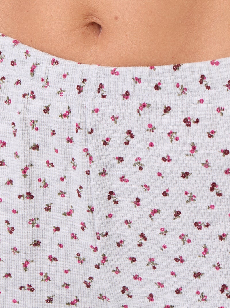 Gewafelde 2-delige pyjama: T-shirt + broek met motief Grijs - Kiabi