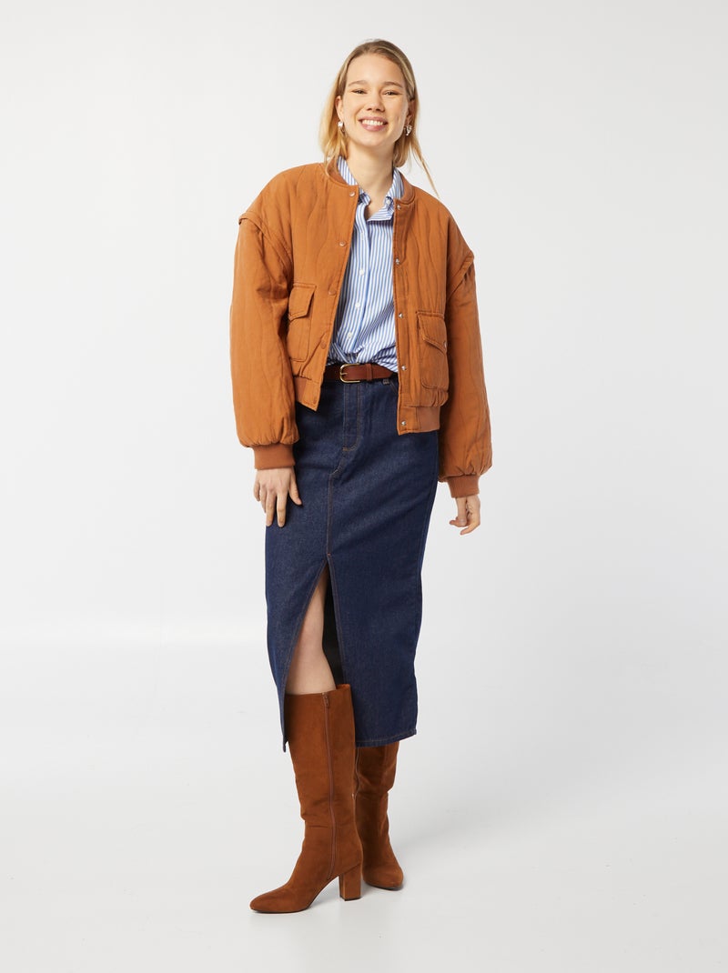 Gewatteerd 2-in-1 jasje met afneembare mouwen BRUIN - Kiabi