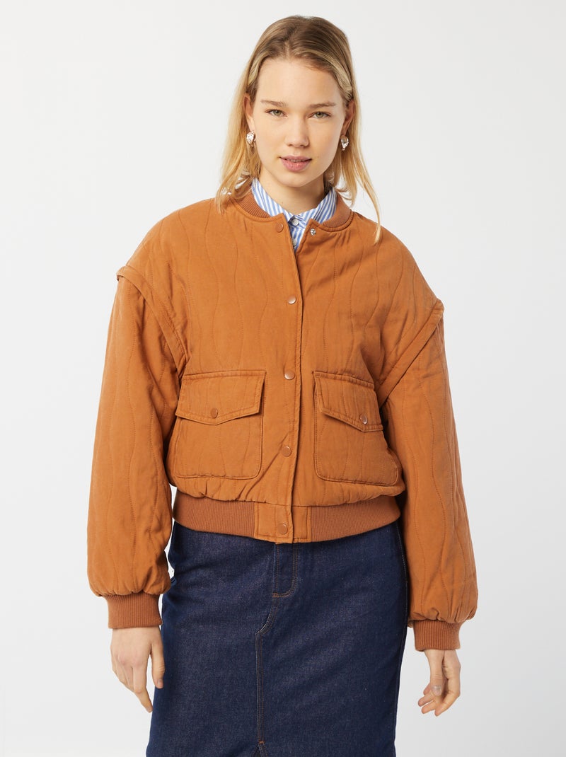 Gewatteerd 2-in-1 jasje met afneembare mouwen BRUIN - Kiabi