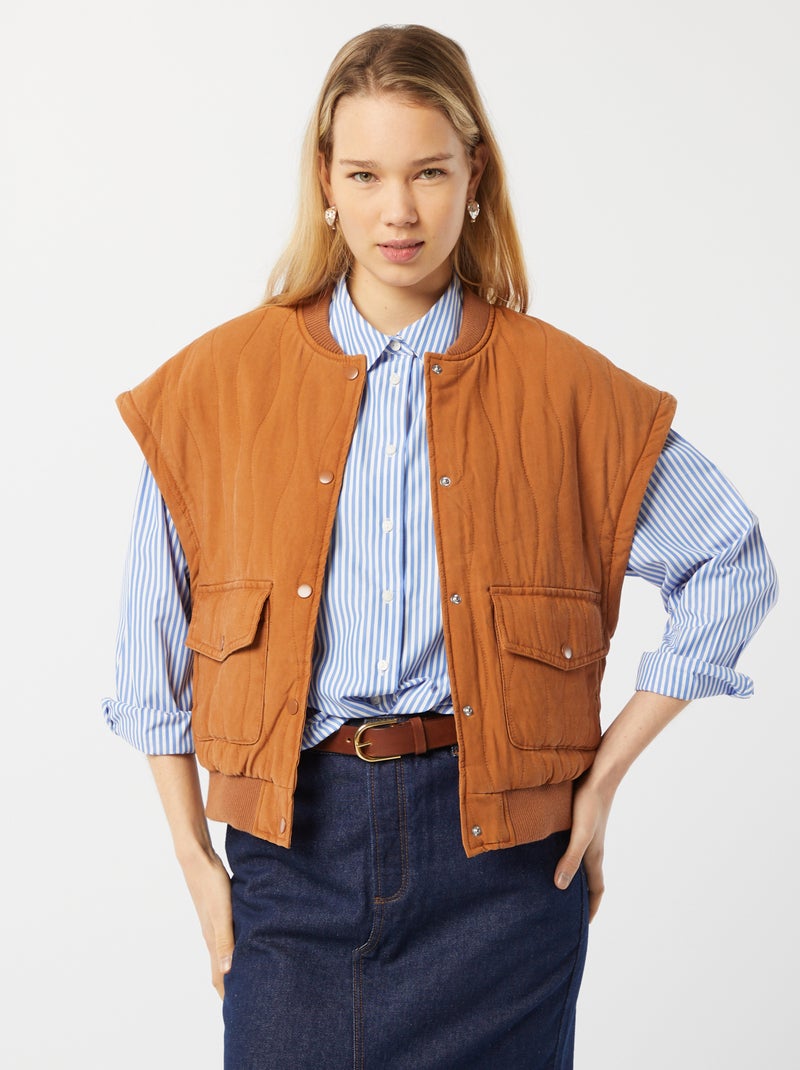 Gewatteerd 2-in-1 jasje met afneembare mouwen BRUIN - Kiabi