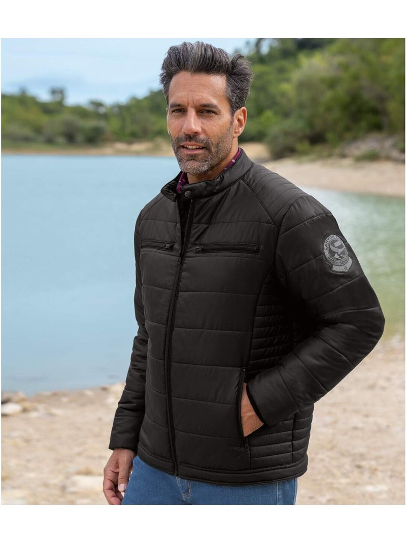 Gewatteerd bikerjack - ATLAS FOR MEN Zwart - Kiabi