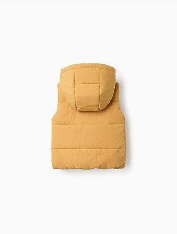 Gewatteerd bodywarmer met capuchon en rits aan de voorkant