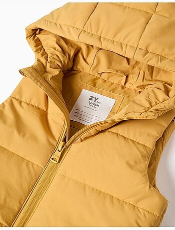 Gewatteerd bodywarmer met capuchon en rits aan de voorkant