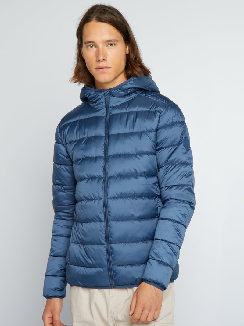 Gewatteerd donsjack met capuchon BLAUW - Kiabi