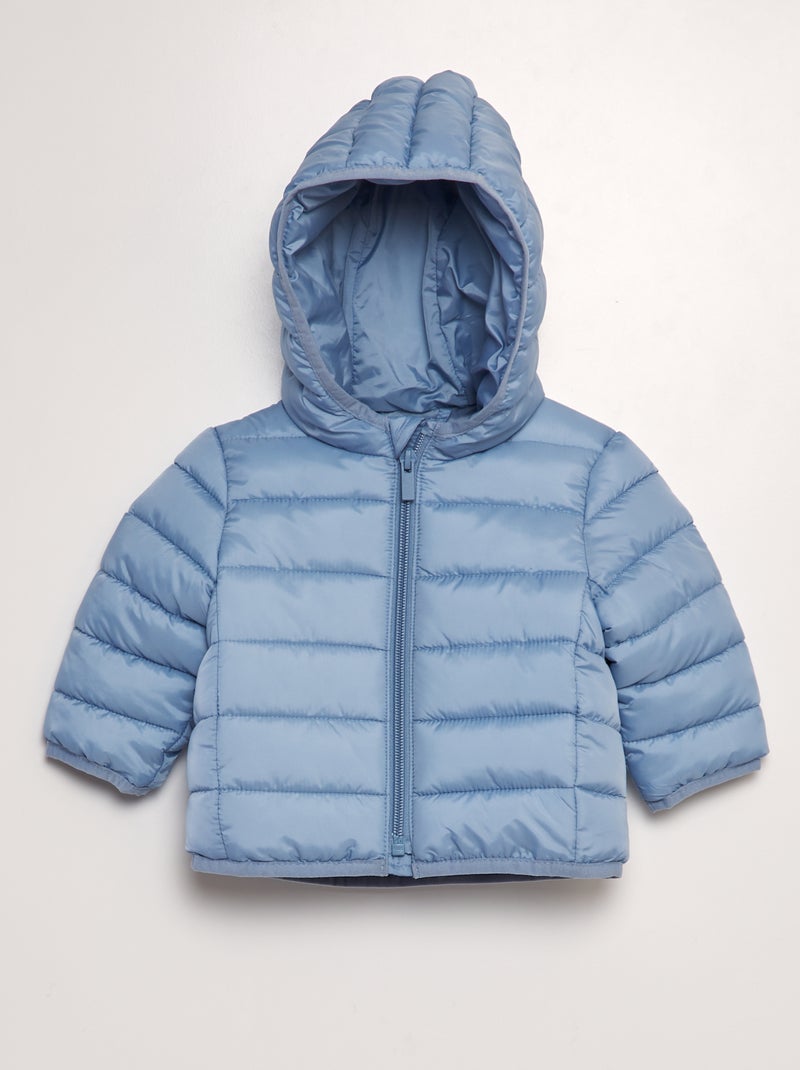Gewatteerd donsjack met capuchon BLAUW - Kiabi