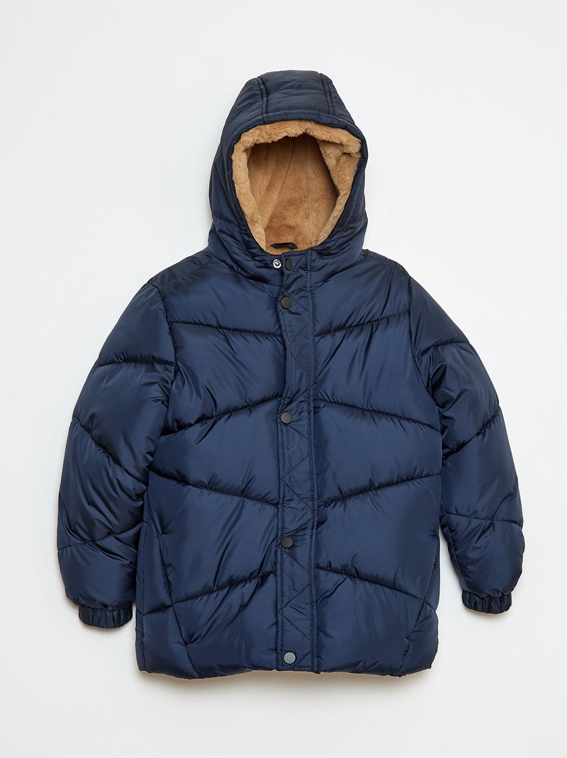 Gewatteerd donsjack met capuchon Blauw - Kiabi