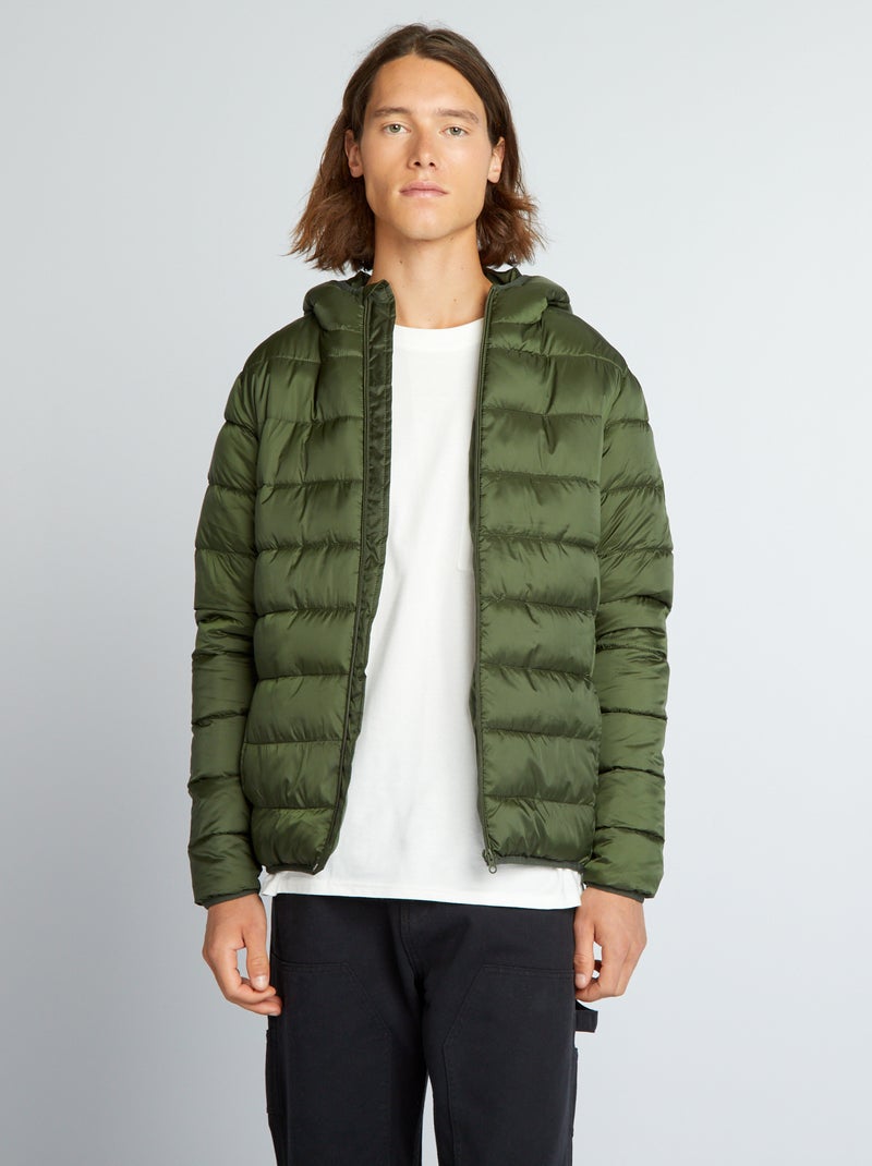 Gewatteerd donsjack met capuchon GROEN - Kiabi
