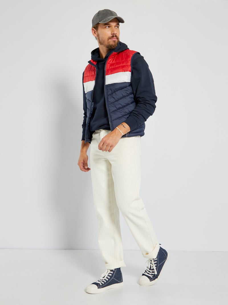 Gewatteerd donsjack met colorblock-patroon | Produkt rood / wit - Kiabi