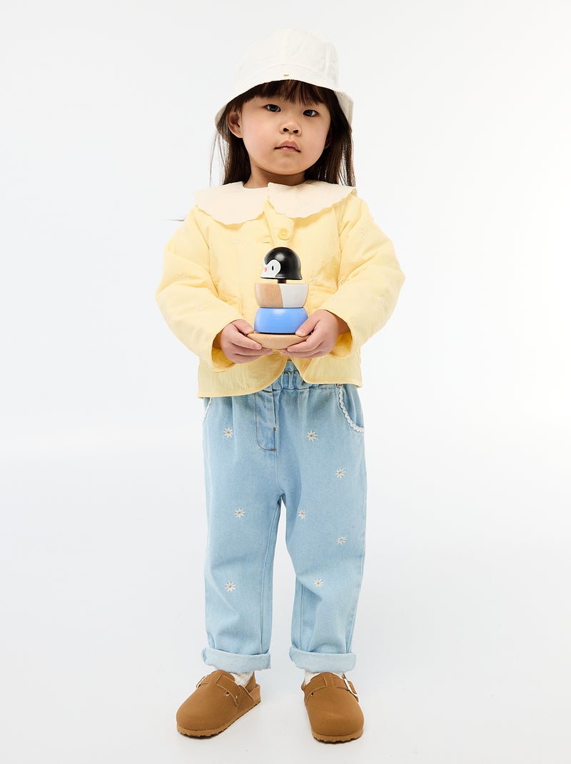 Gewatteerd jasje met ronde hals van waterafstotende stof Geel - Kiabi