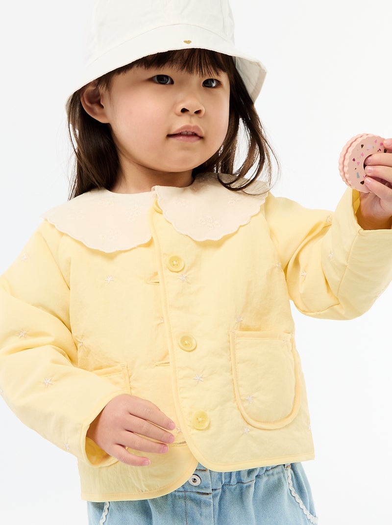 Gewatteerd jasje met ronde hals van waterafstotende stof Geel - Kiabi