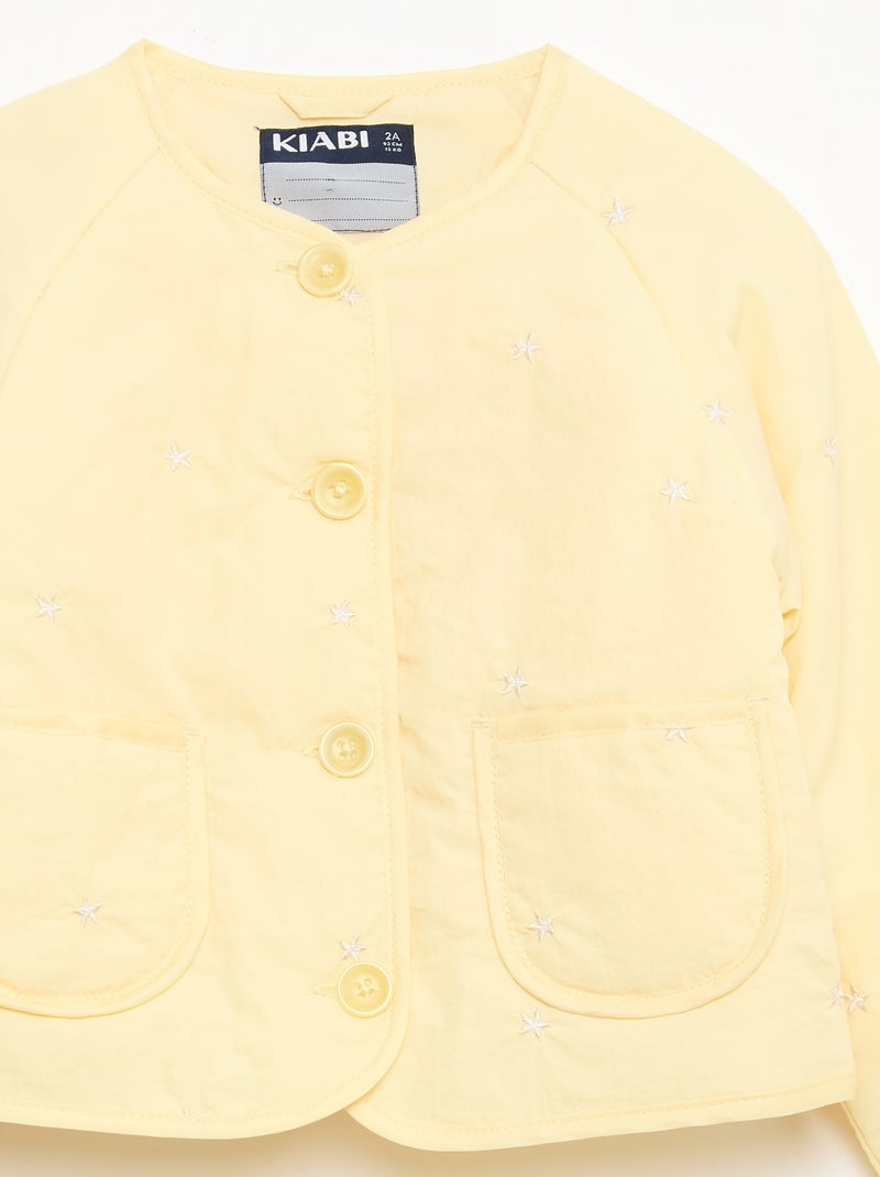 Gewatteerd jasje met ronde hals van waterafstotende stof Geel - Kiabi