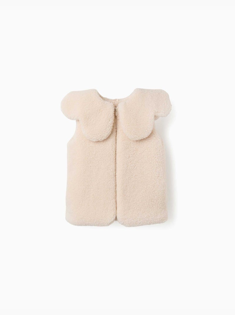 Gewatteerd sherpa vest met maxi kraag Wit - Kiabi