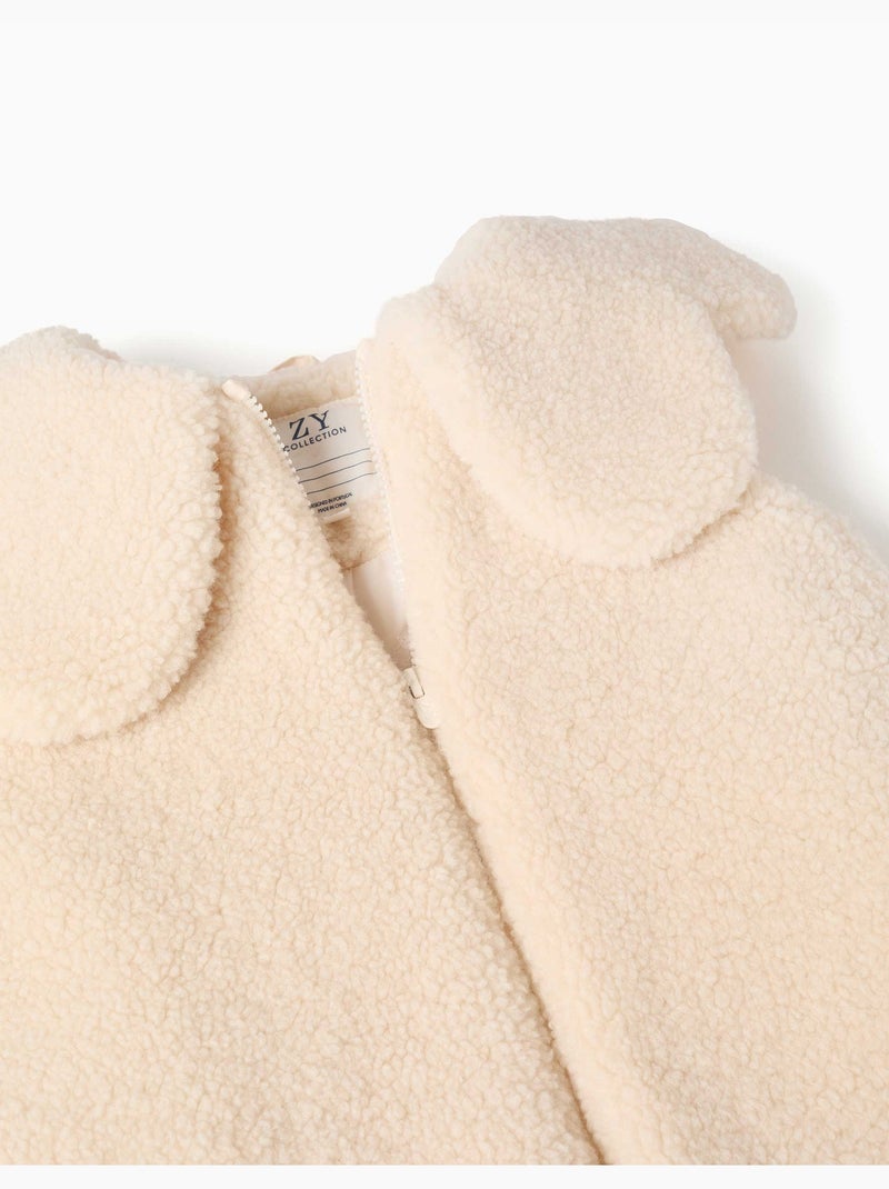 Gewatteerd sherpa vest met maxi kraag Wit - Kiabi