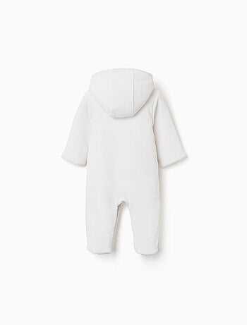 Gewatteerd velvet boxpakje met capuchon en borduursel