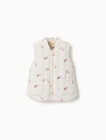 Gewatteerd vest met bloemenpatroon en zakken