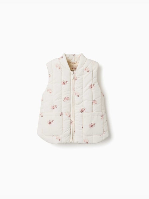 Gewatteerd vest met bloemenpatroon en zakken - Kiabi