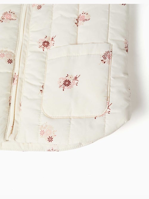 Gewatteerd vest met bloemenpatroon en zakken - Kiabi
