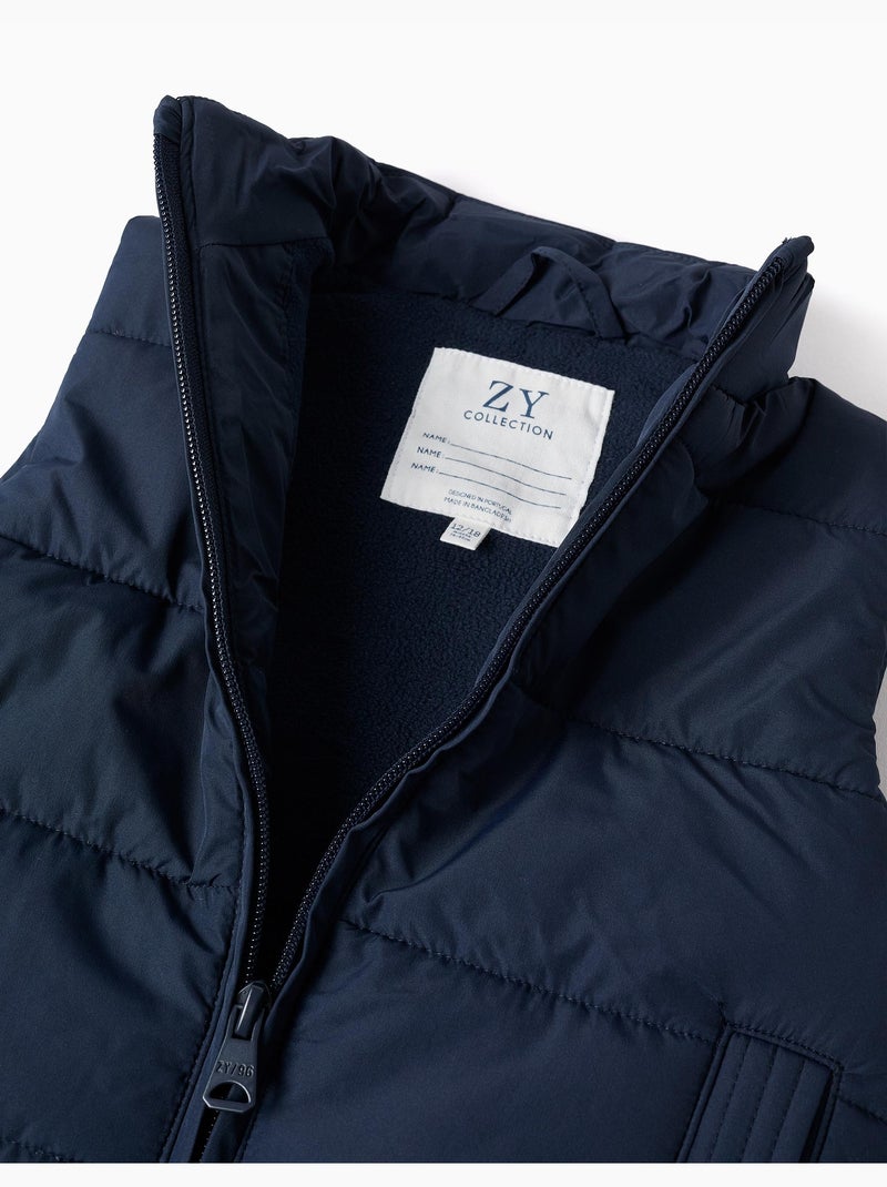 Gewatteerd vest met fleece voering en zijzakken Donkerblauw - Kiabi