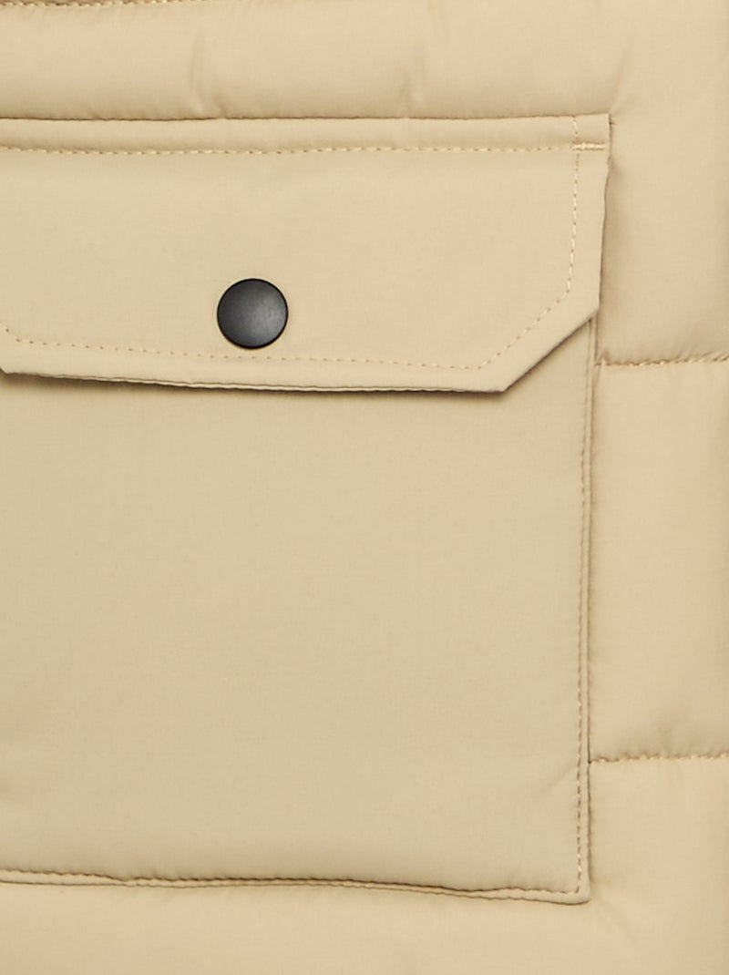 Gewatteerde bodywarmer met capuchon Biege - Kiabi