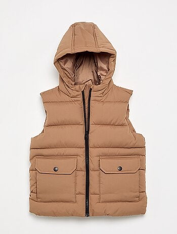Gewatteerde bodywarmer met capuchon