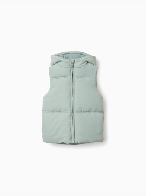 Gewatteerde bodywarmer met capuchon en polarfleece - Kiabi Gewatteerde bodywarmer met capuchon en polarfleece - Kiabi