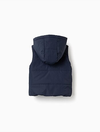 Gewatteerd bodywarmer met capuchon en rits aan de voorkant