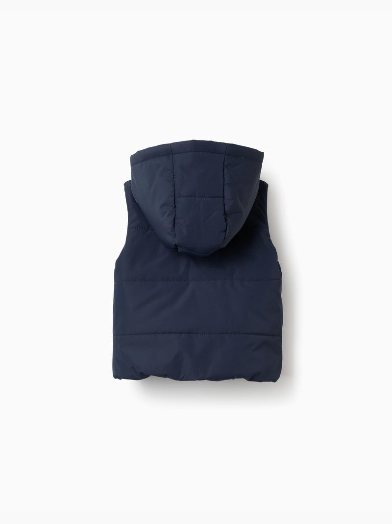 Gewatteerde bodywarmer met capuchon en ritssluiting aan de voorkant Donkerblauw - Kiabi
