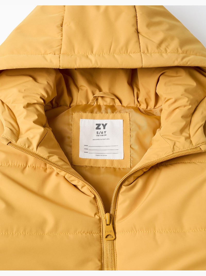 Gewatteerde bodywarmer met capuchon en ritssluiting Geel - Kiabi